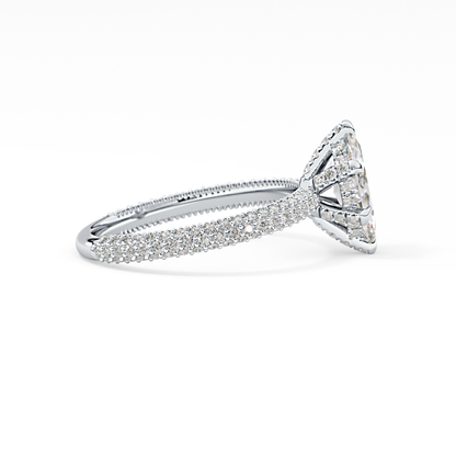 Marquise Hidden Halo & Pave Lab Grown Diamond Engagement Ring