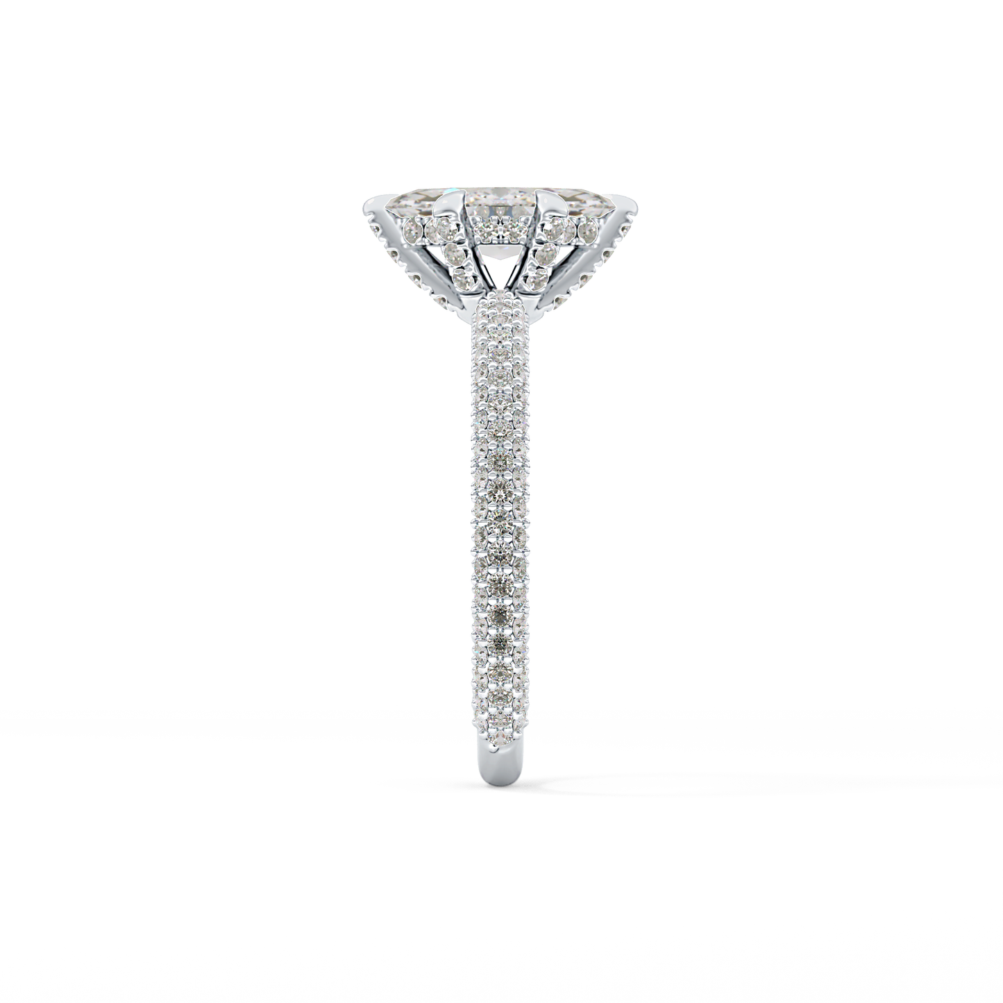 Marquise Hidden Halo & Pave Lab Grown Diamond Engagement Ring
