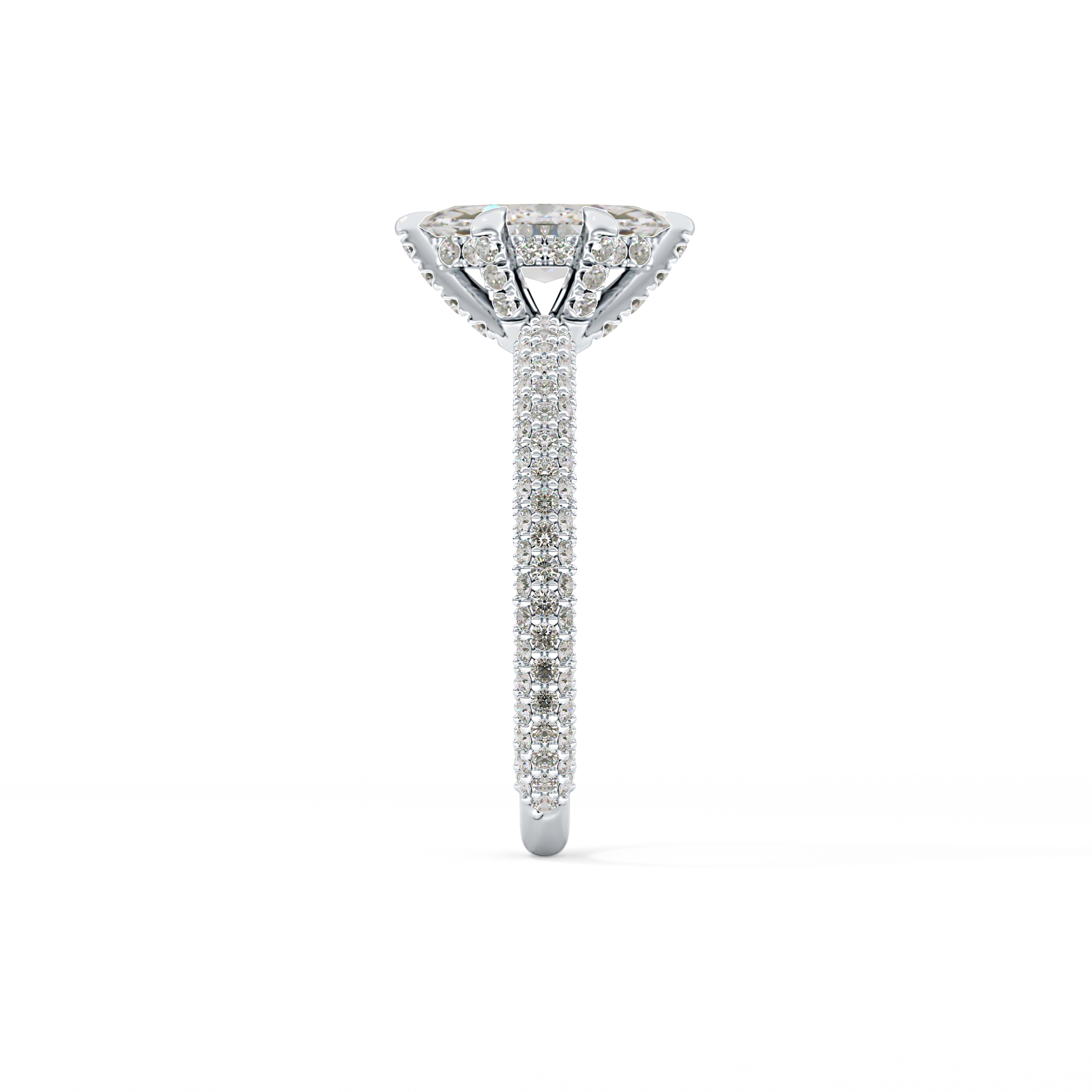 Marquise Hidden Halo & Pave Lab Grown Diamond Engagement Ring