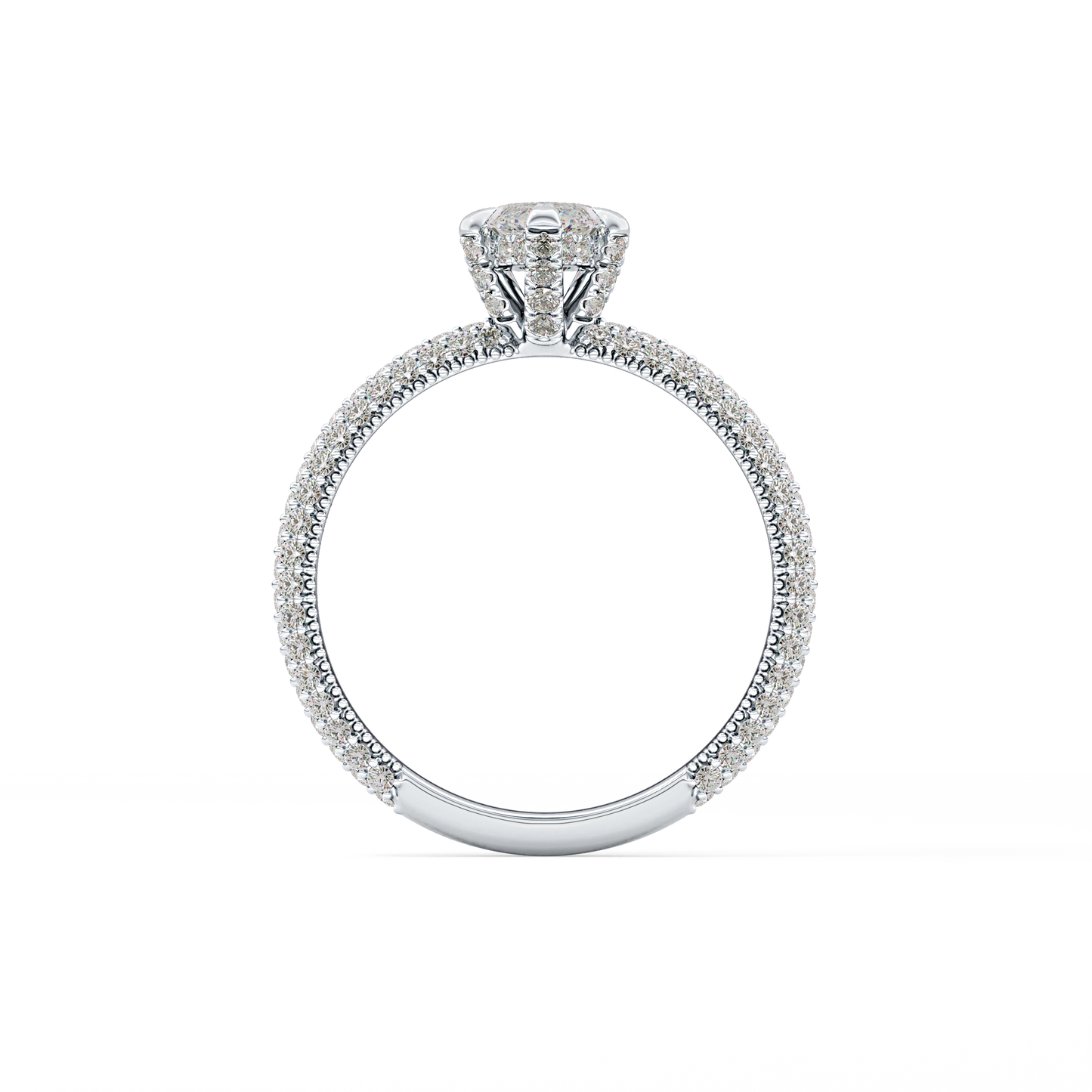 Marquise Hidden Halo & Pave Lab Grown Diamond Engagement Ring