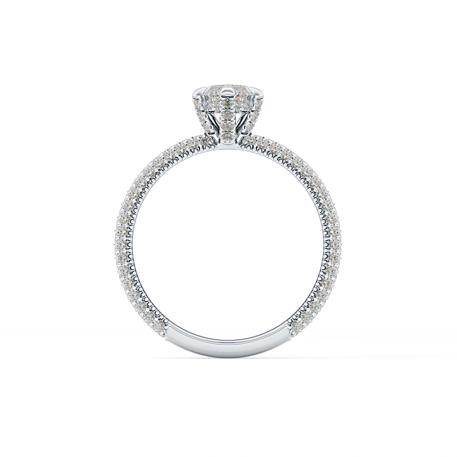 Marquise Hidden Halo & Pave Lab Grown Diamond Engagement Ring