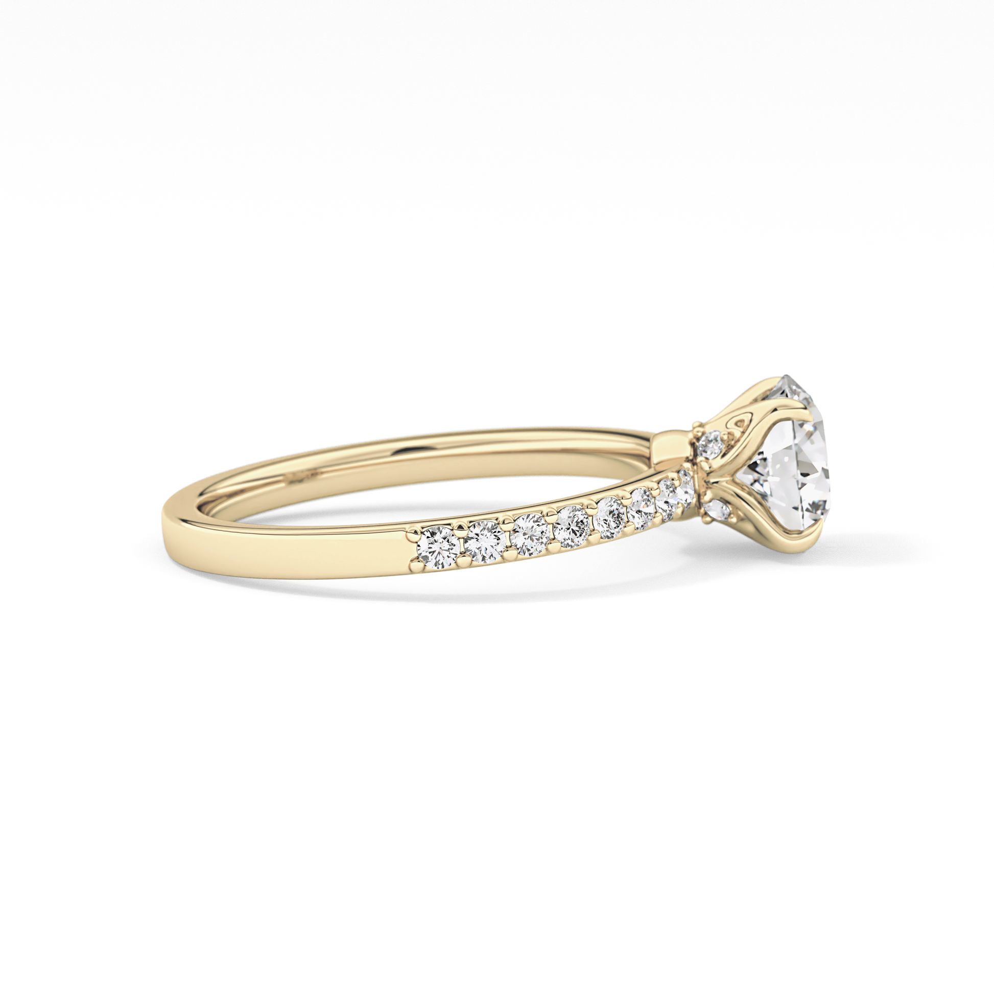 Round Pave Lab Grown Diamond Engagement Ring