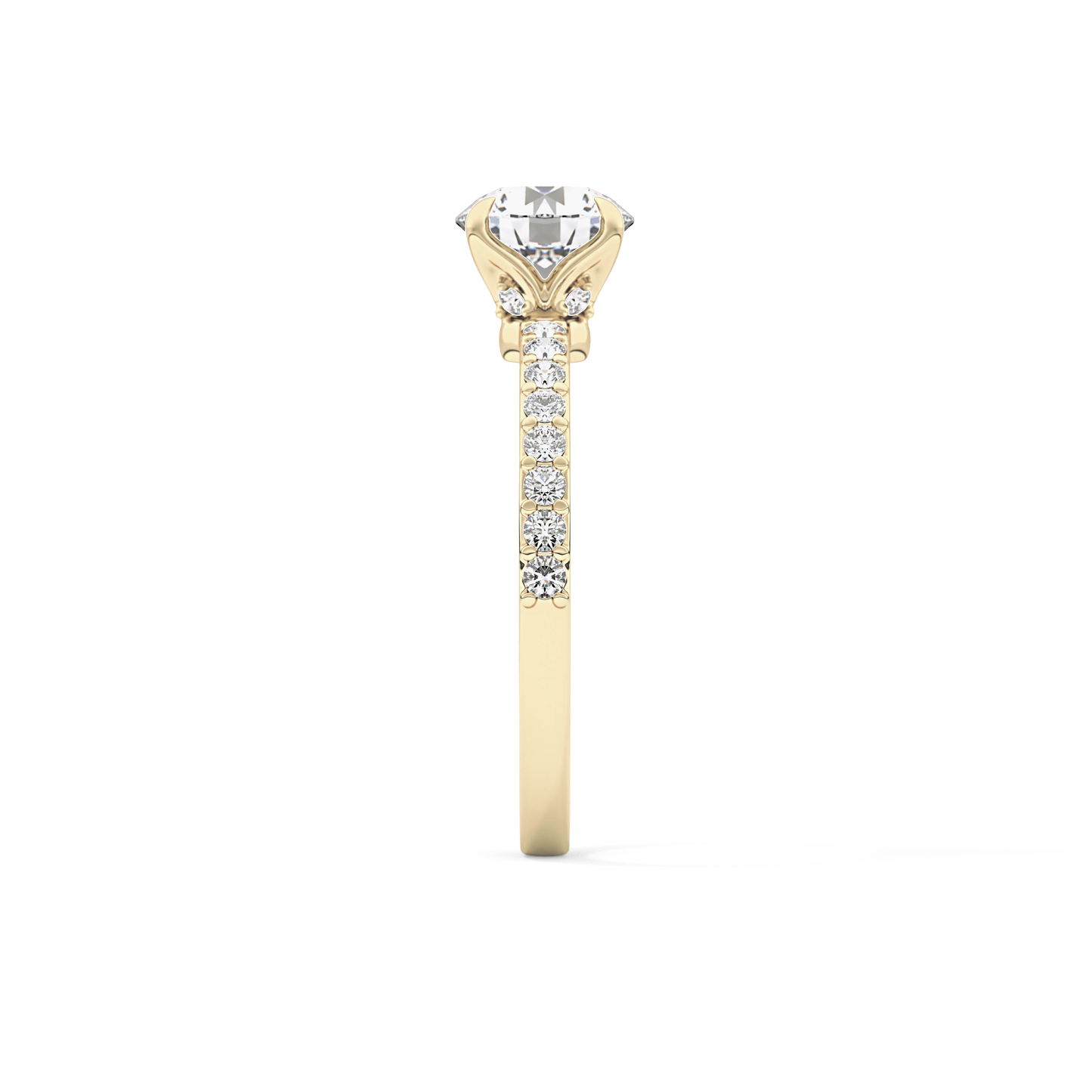 Round Pave Lab Grown Diamond Engagement Ring