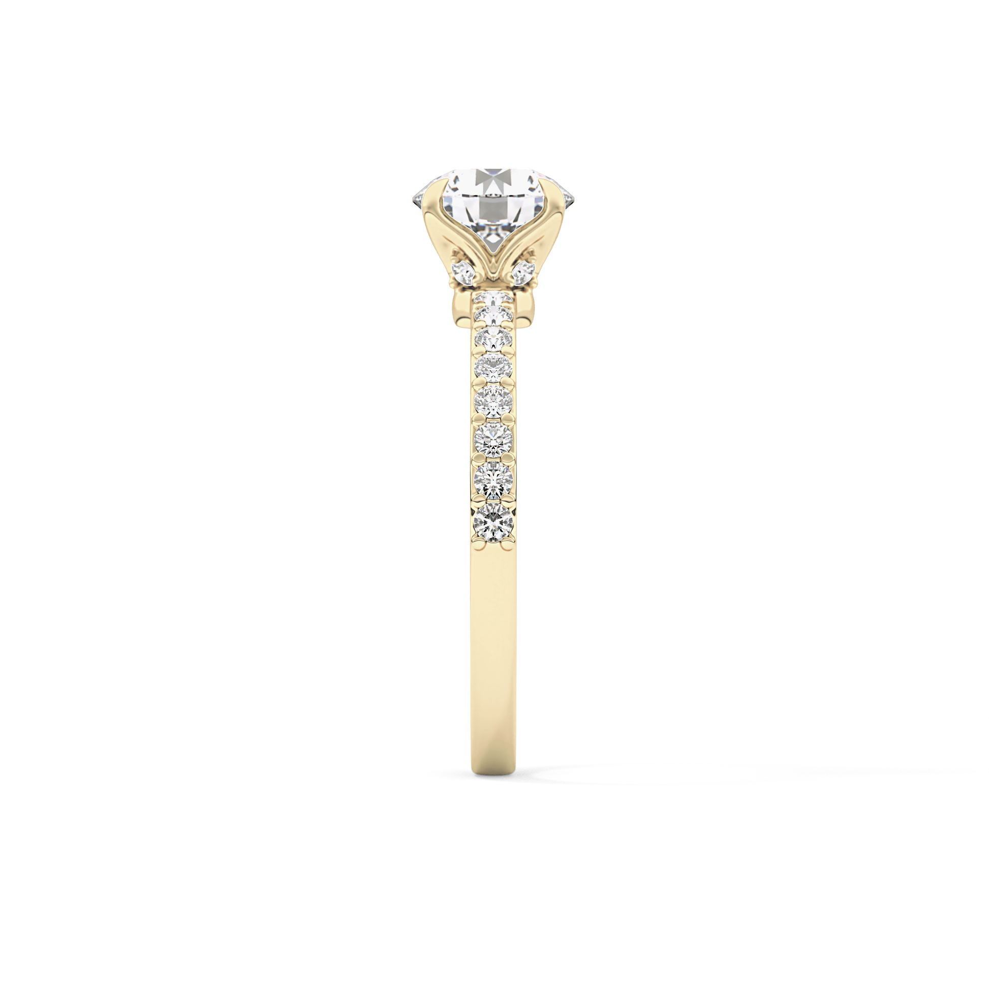 Round Pave Lab Grown Diamond Engagement Ring