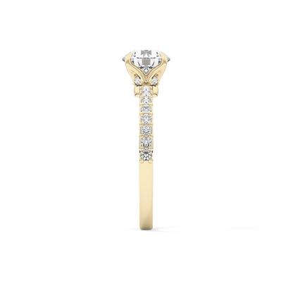 Round Pave Lab Grown Diamond Engagement Ring