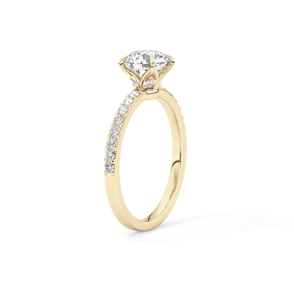Round Pave Lab Grown Diamond Engagement Ring