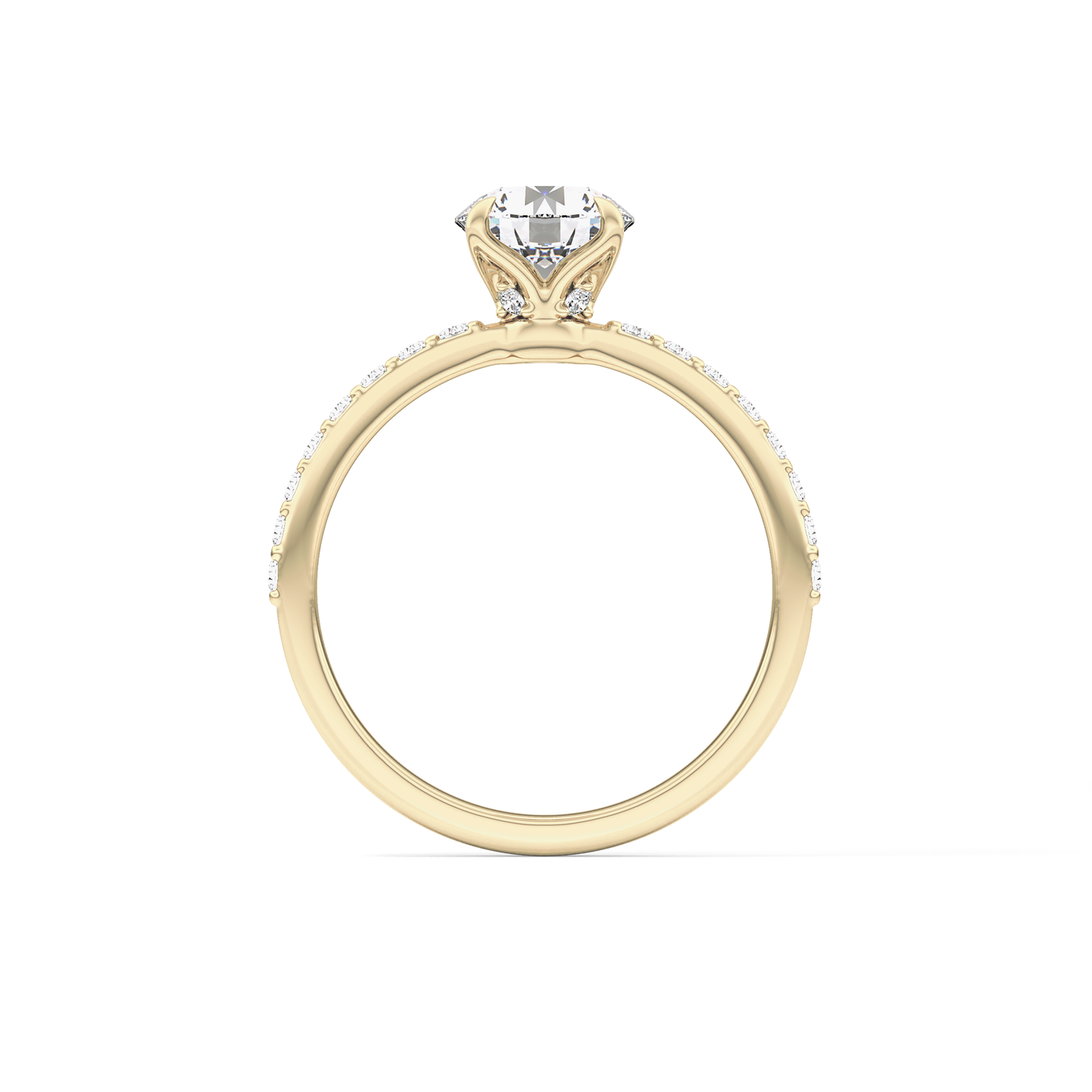 Round Pave Lab Grown Diamond Engagement Ring