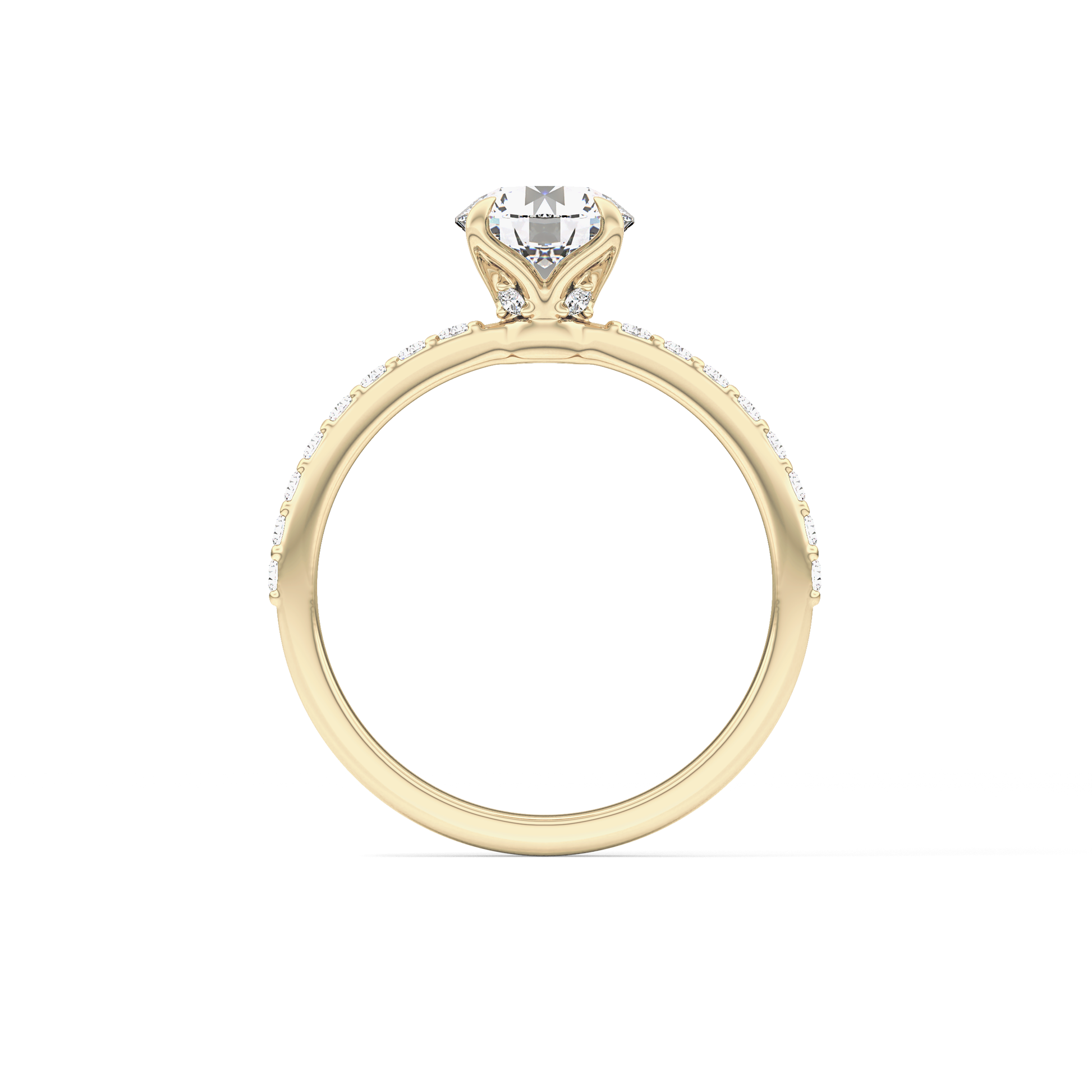 Round Pave Lab Grown Diamond Engagement Ring