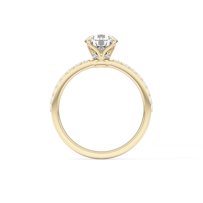 Round Pave Lab Grown Diamond Engagement Ring
