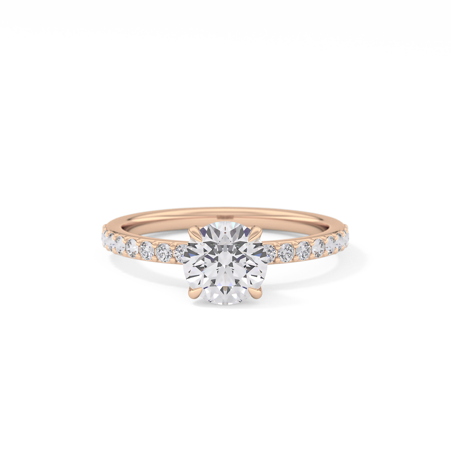 Round Pave Lab Grown Diamond Engagement Ring