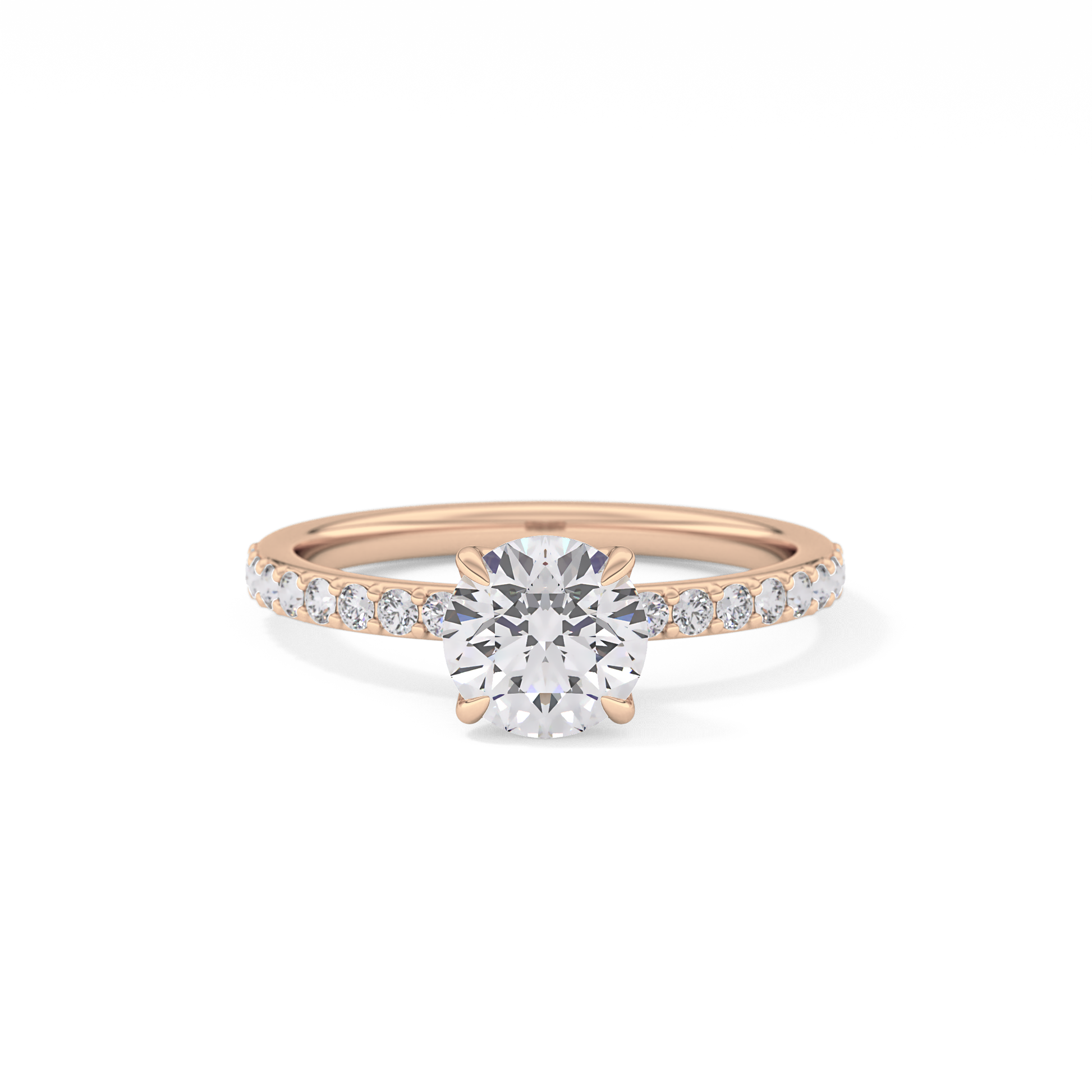 Round Pave Lab Grown Diamond Engagement Ring