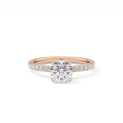 Round Pave Lab Grown Diamond Engagement Ring