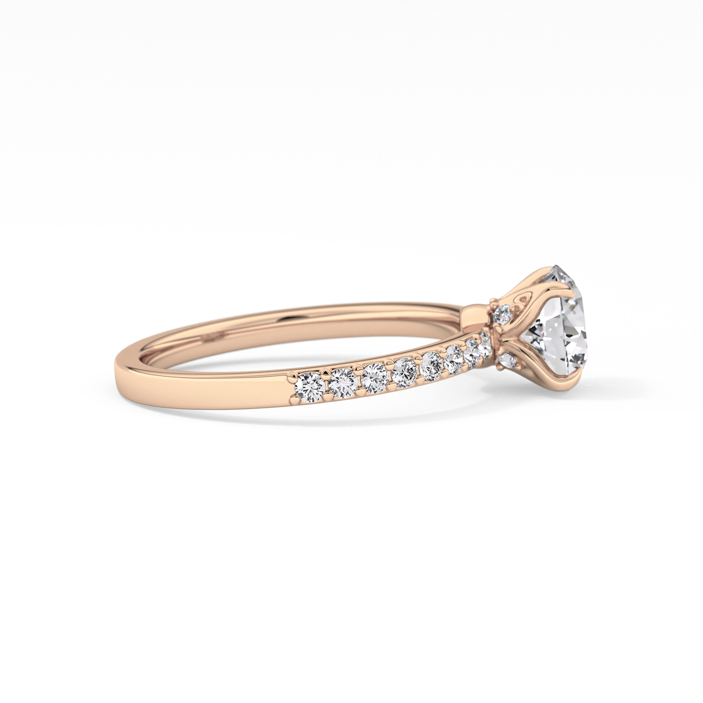 Round Pave Lab Grown Diamond Engagement Ring