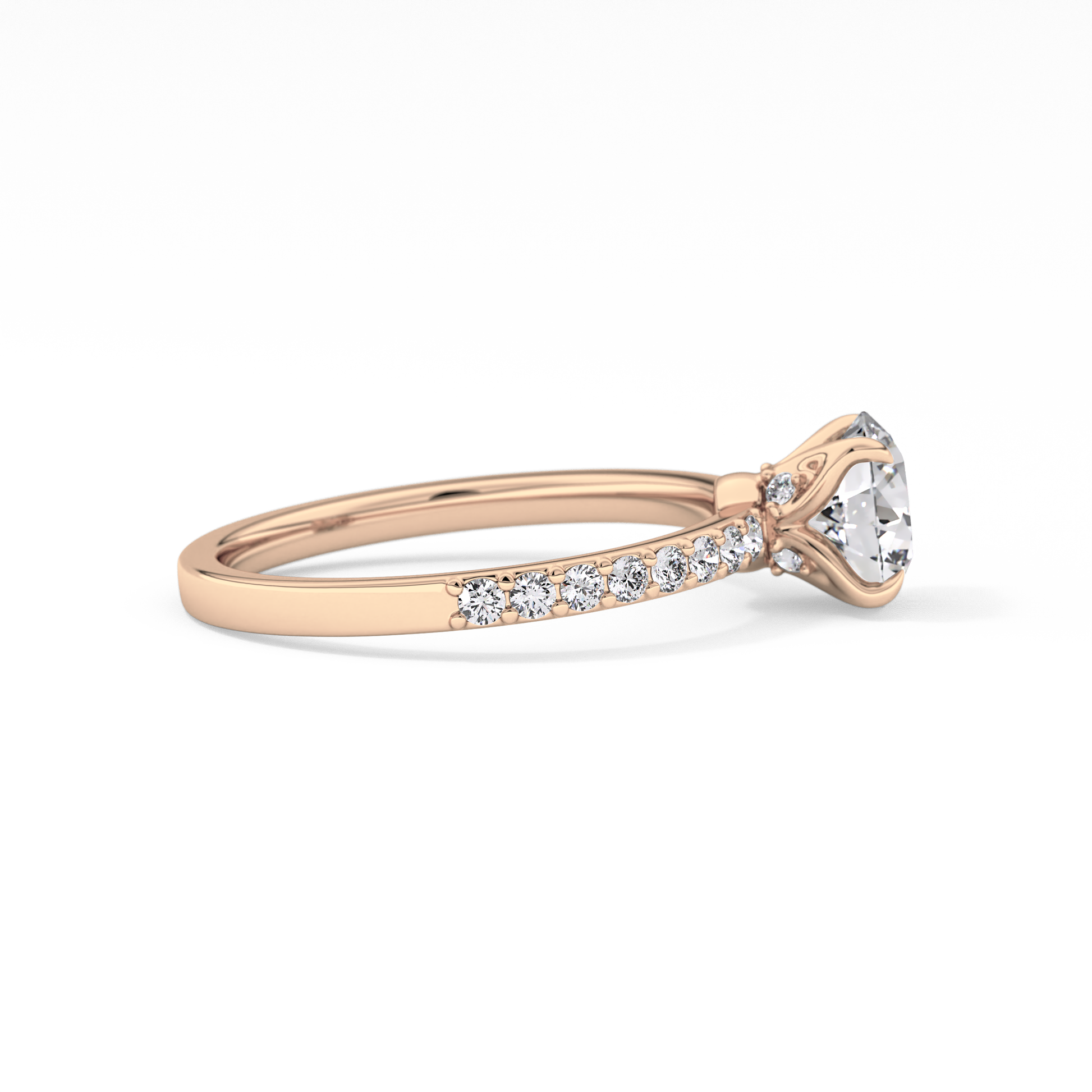 Round Pave Lab Grown Diamond Engagement Ring