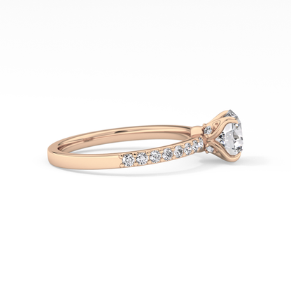Round Pave Lab Grown Diamond Engagement Ring