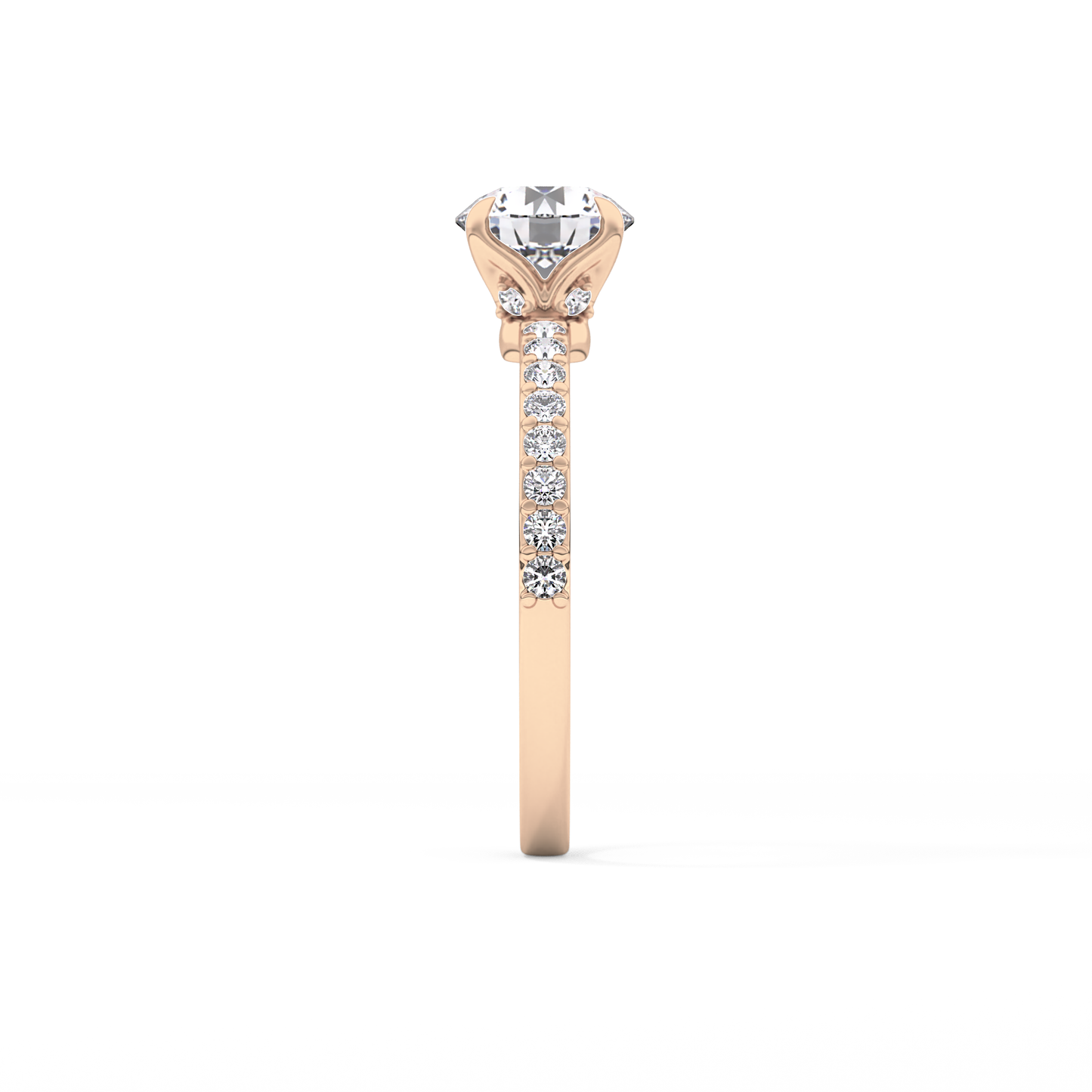 Round Pave Lab Grown Diamond Engagement Ring
