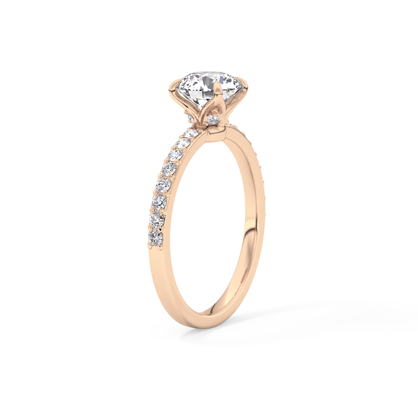 Round Pave Lab Grown Diamond Engagement Ring