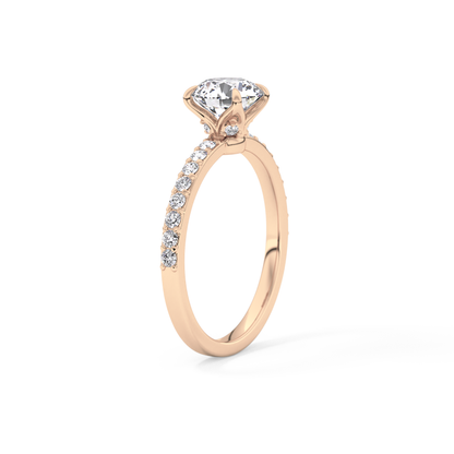 Round Pave Lab Grown Diamond Engagement Ring
