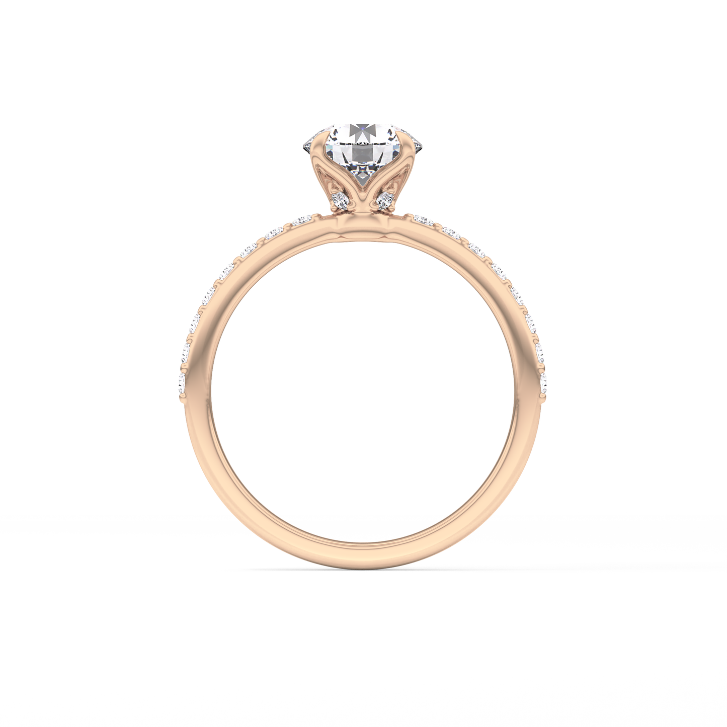 Round Pave Lab Grown Diamond Engagement Ring