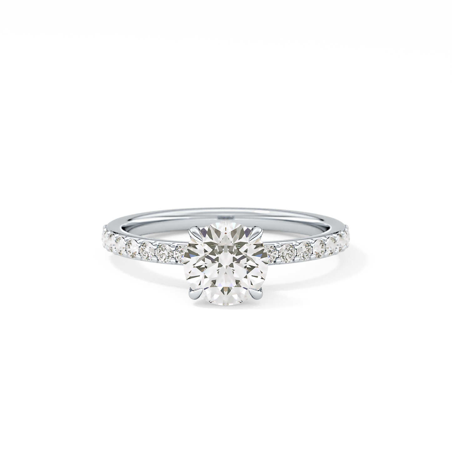 Round Pave Lab Grown Diamond Engagement Ring