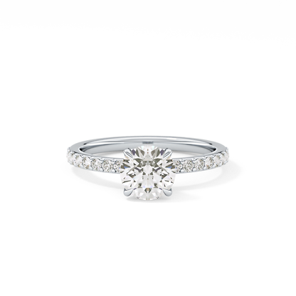 Round Pave Lab Grown Diamond Engagement Ring