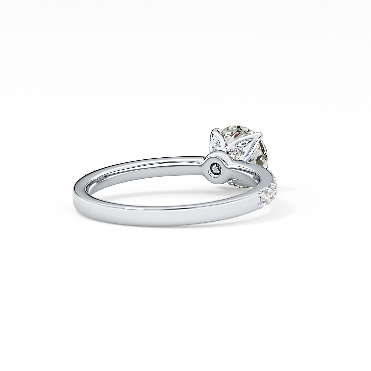 Round Pave Lab Grown Diamond Engagement Ring
