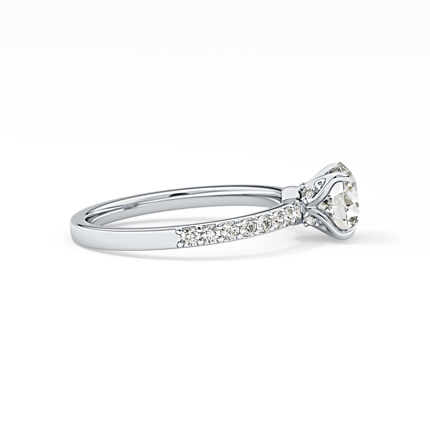 Round Pave Lab Grown Diamond Engagement Ring