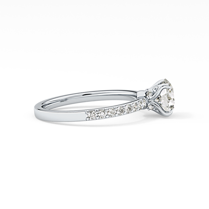 Round Pave Lab Grown Diamond Engagement Ring
