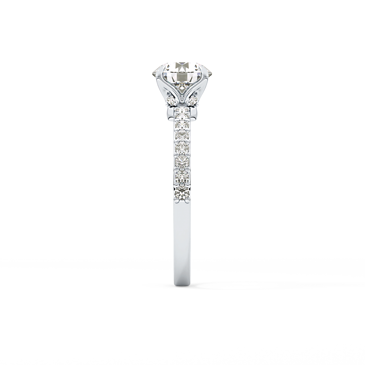 Round Pave Lab Grown Diamond Engagement Ring