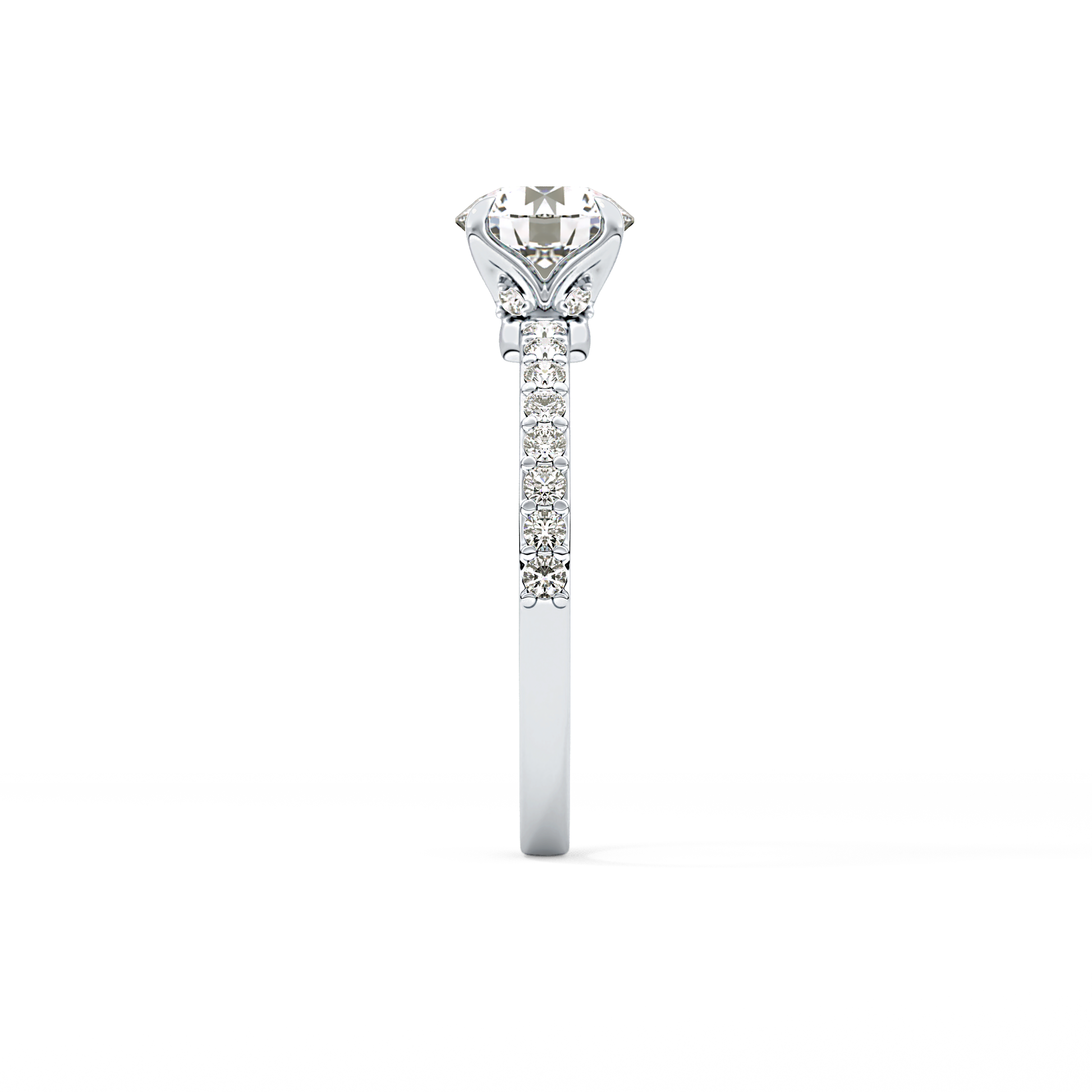 Round Pave Lab Grown Diamond Engagement Ring
