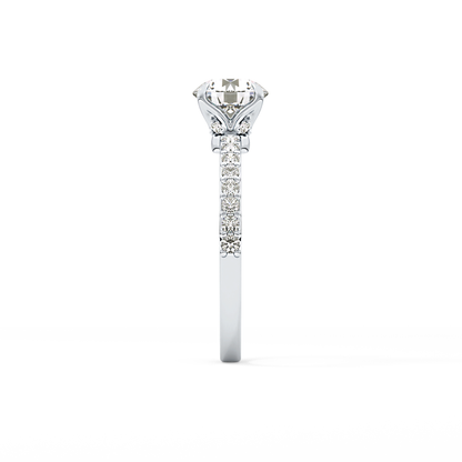 Round Pave Lab Grown Diamond Engagement Ring