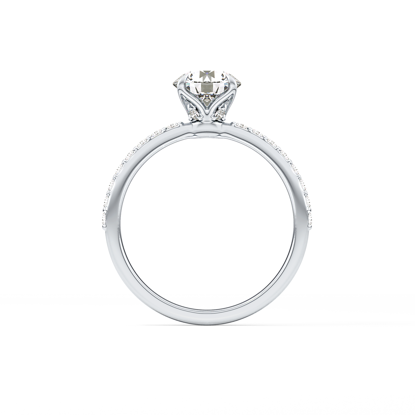 Round Pave Lab Grown Diamond Engagement Ring