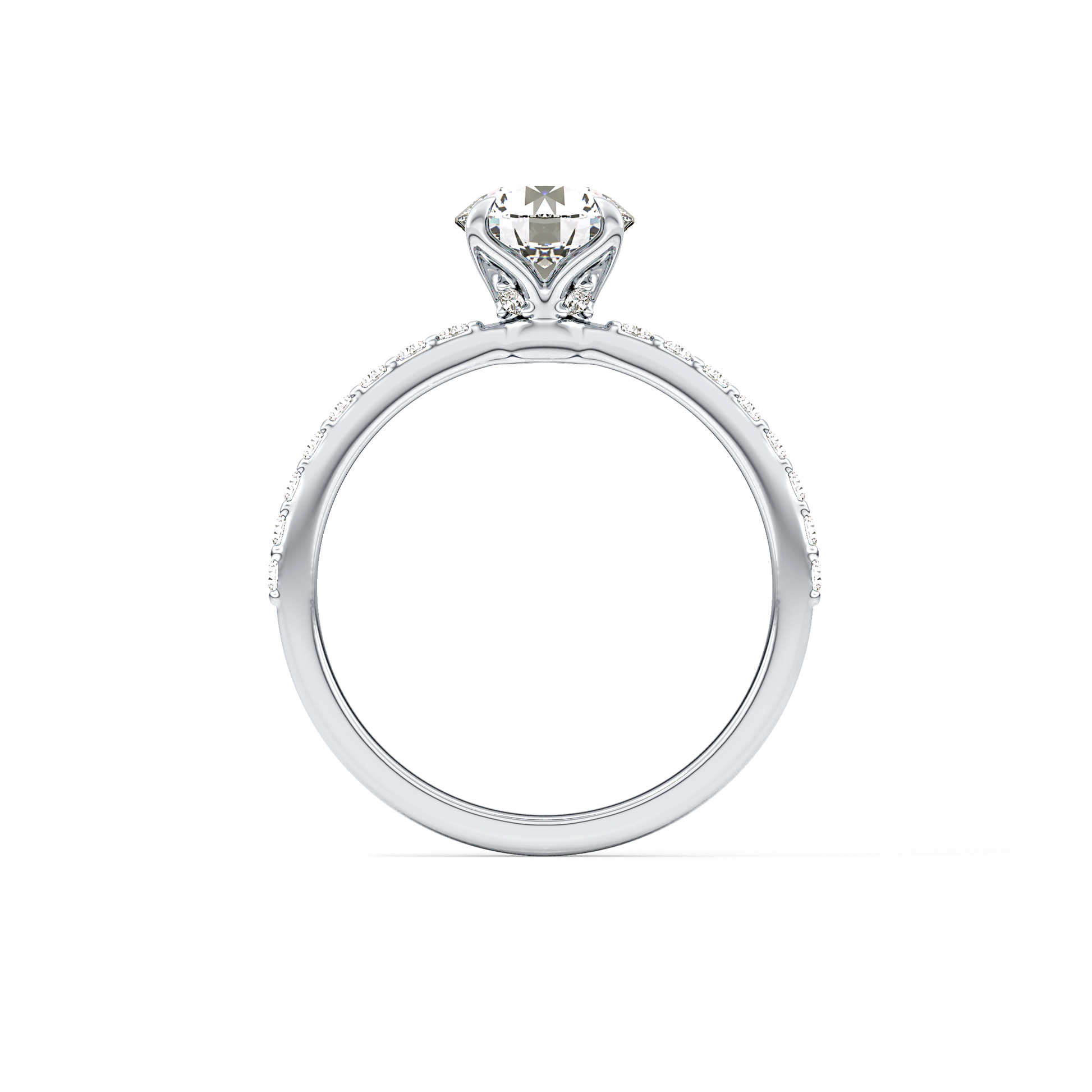 Round Pave Lab Grown Diamond Engagement Ring