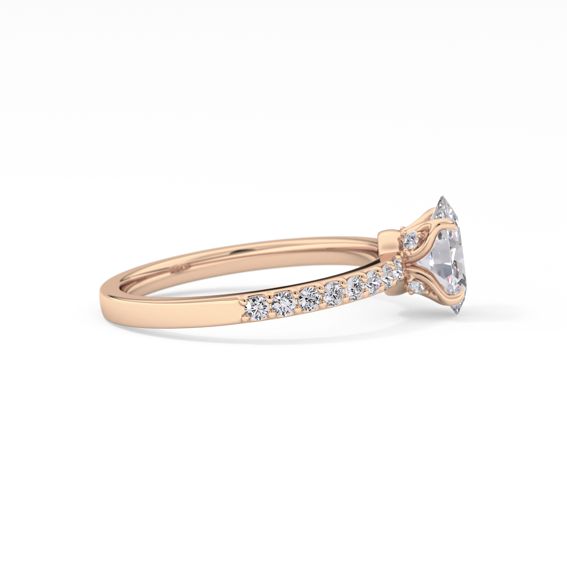 Oval Pave Lab Grown Diamond Engagement Ring