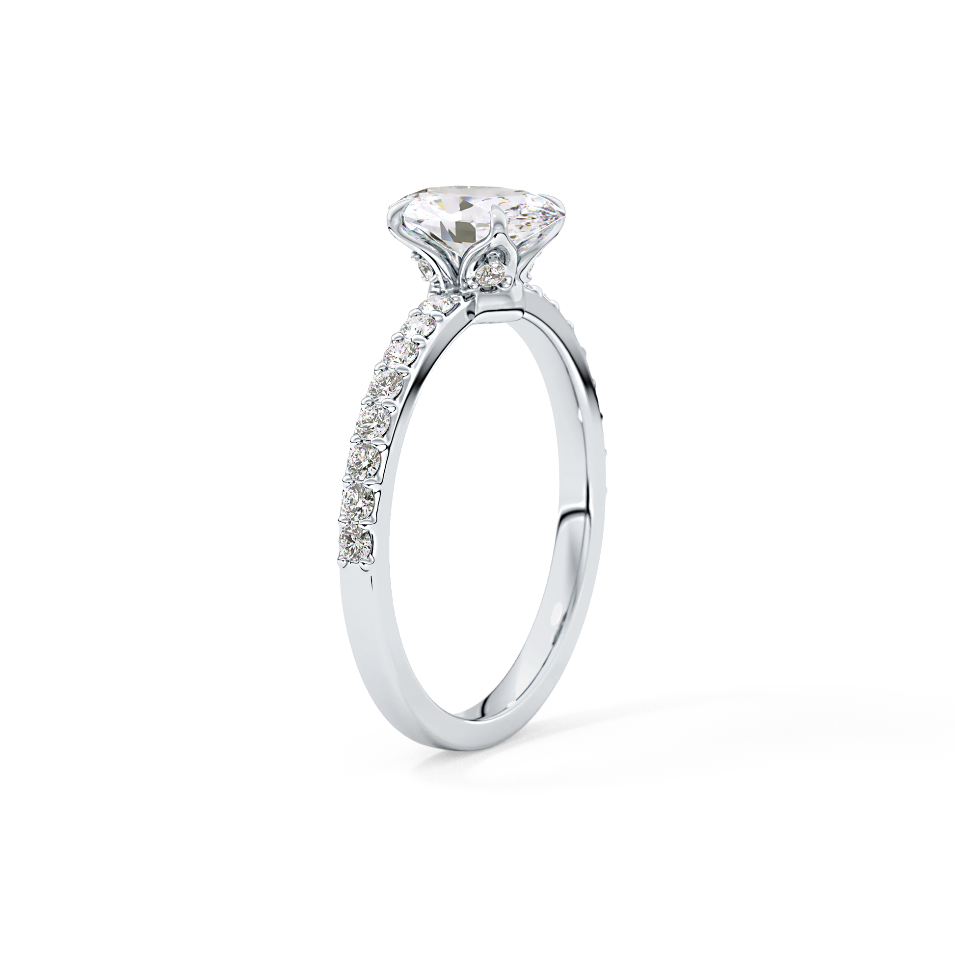 Oval Pave Lab Grown Diamond Engagement Ring
