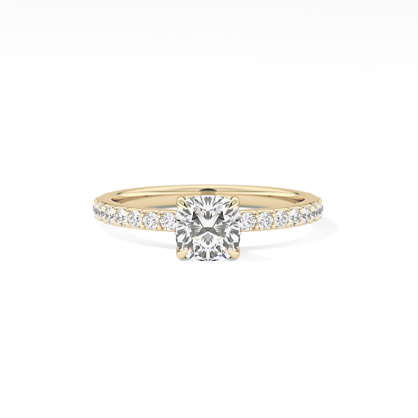 Cushion Pave Lab Grown Diamond Engagement Ring
