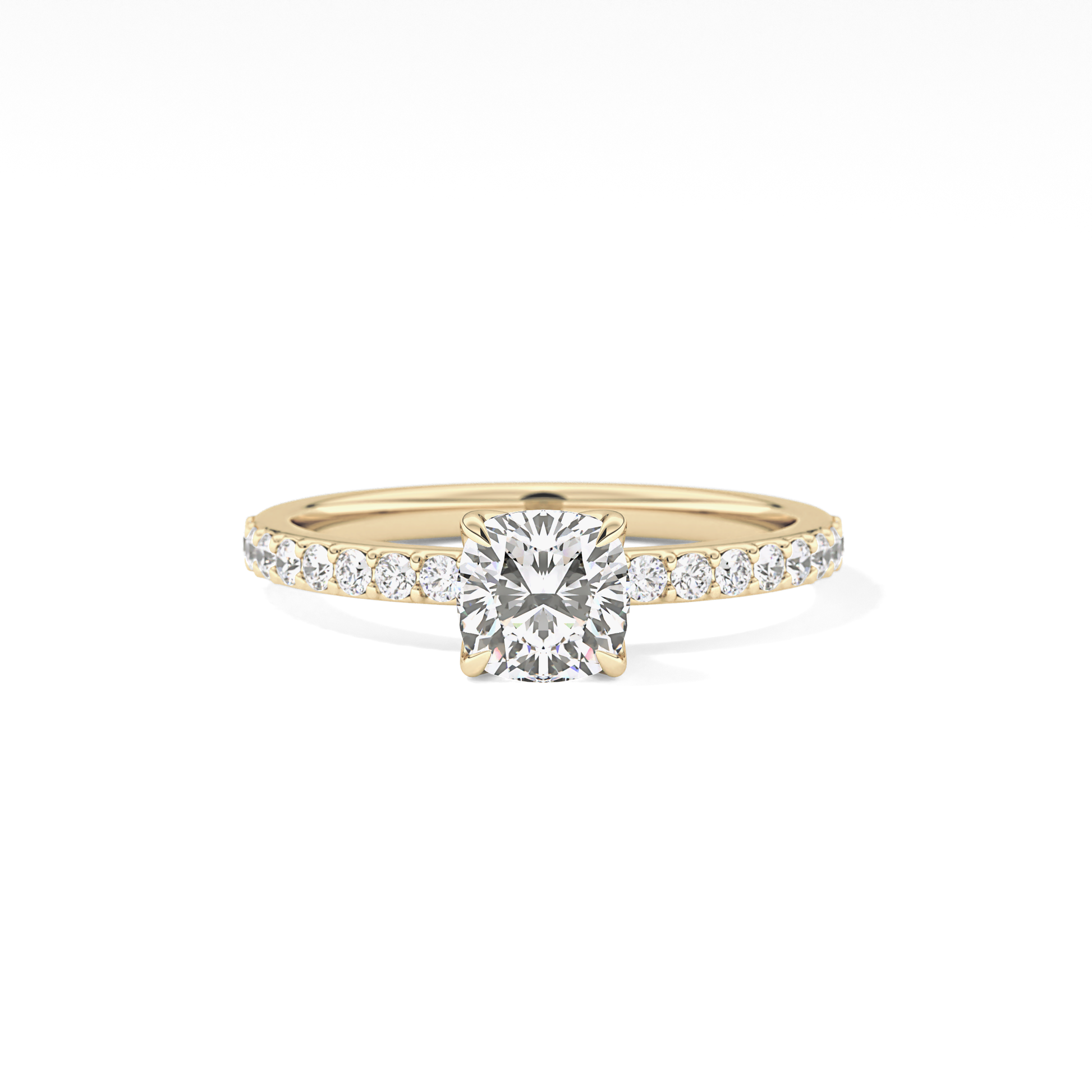 Cushion Pave Lab Grown Diamond Engagement Ring