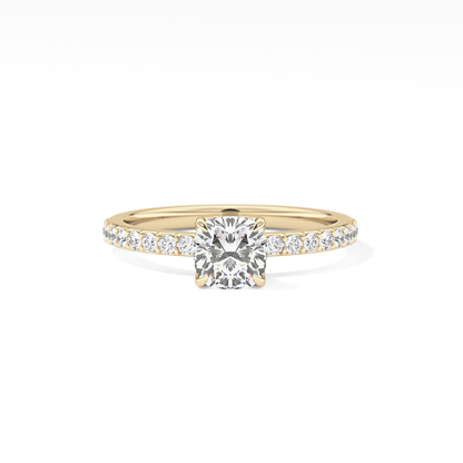 Cushion Pave Lab Grown Diamond Engagement Ring