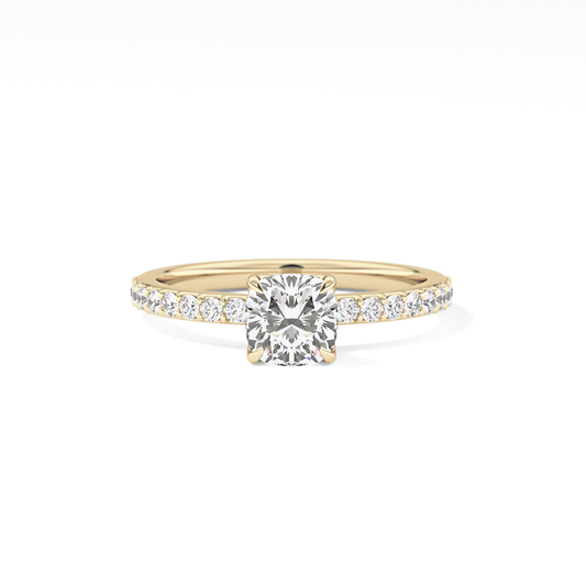 Cushion Pave Lab Grown Diamond Engagement Ring