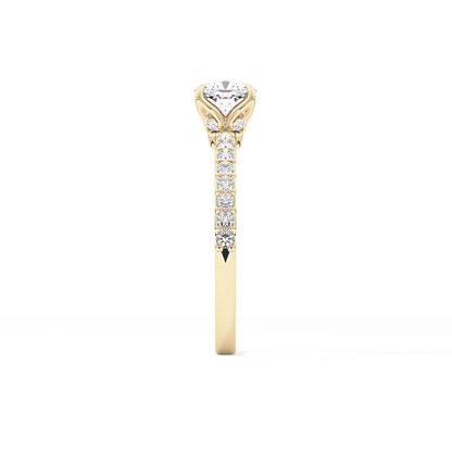 Cushion Pave Lab Grown Diamond Engagement Ring