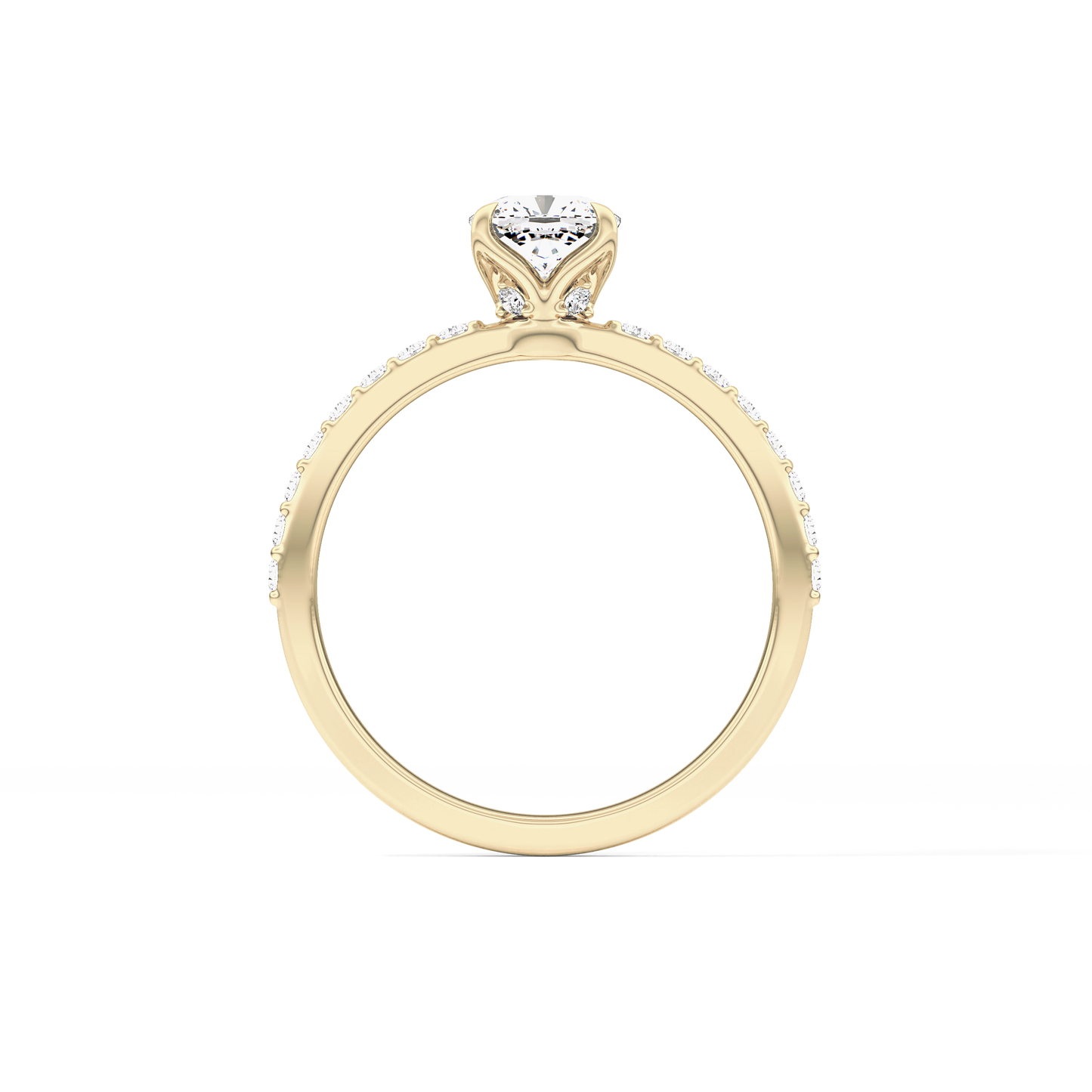 Cushion Pave Lab Grown Diamond Engagement Ring