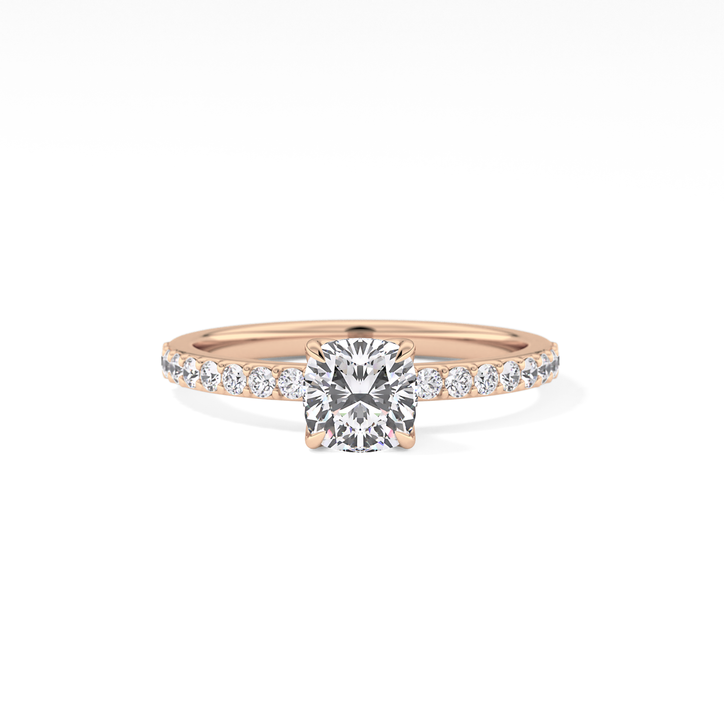 Cushion Pave Lab Grown Diamond Engagement Ring