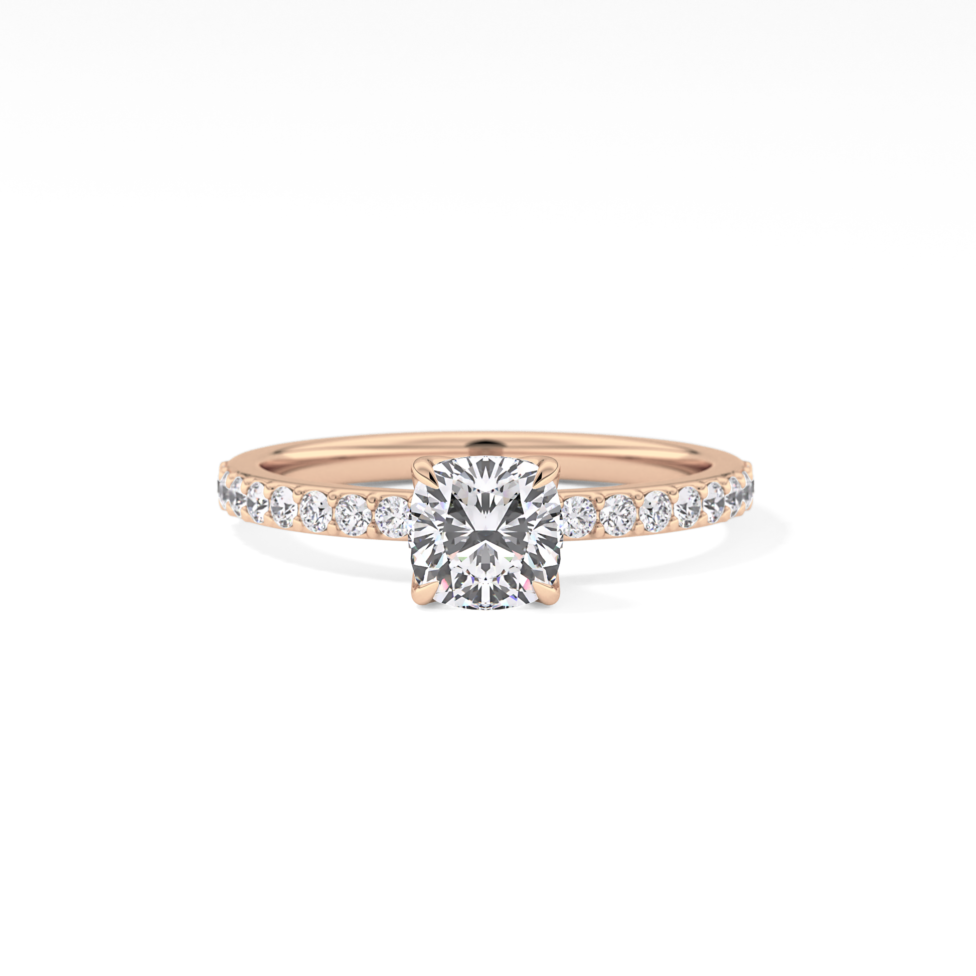 Cushion Pave Lab Grown Diamond Engagement Ring