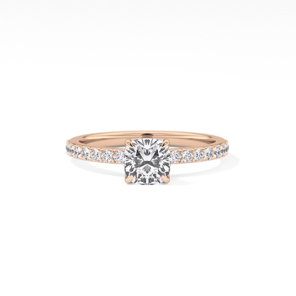Cushion Pave Lab Grown Diamond Engagement Ring