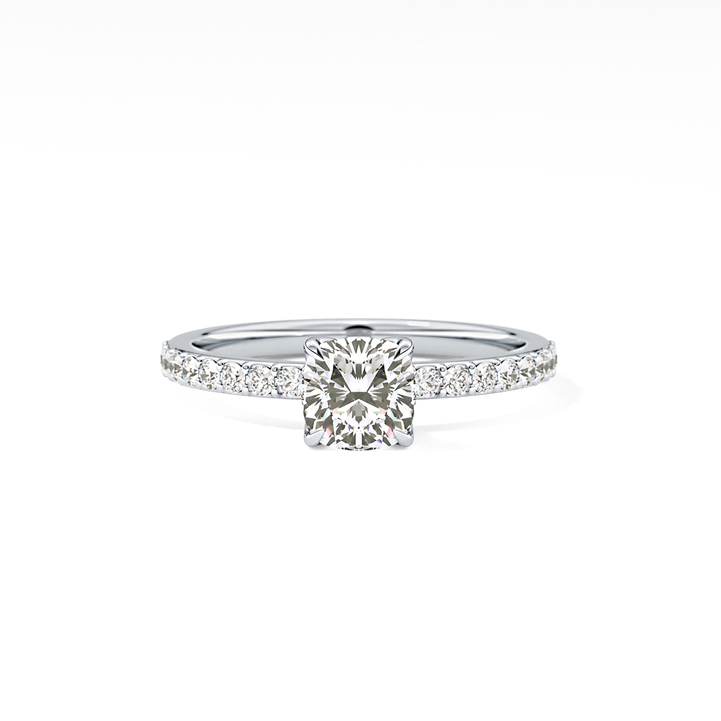 Cushion Pave Lab Grown Diamond Engagement Ring