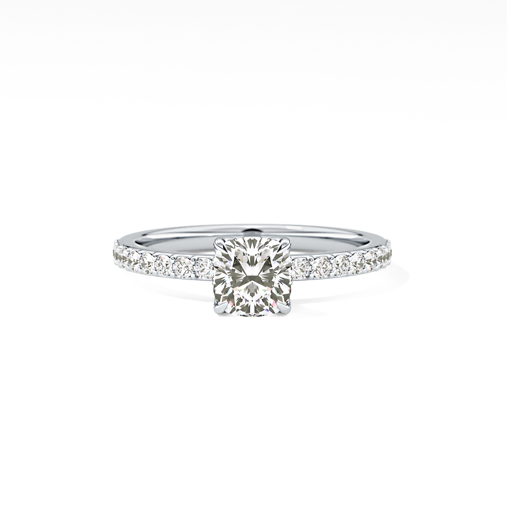Cushion Pave Lab Grown Diamond Engagement Ring