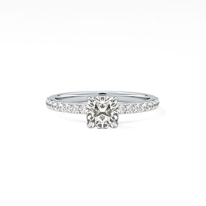 Cushion Pave Lab Grown Diamond Engagement Ring