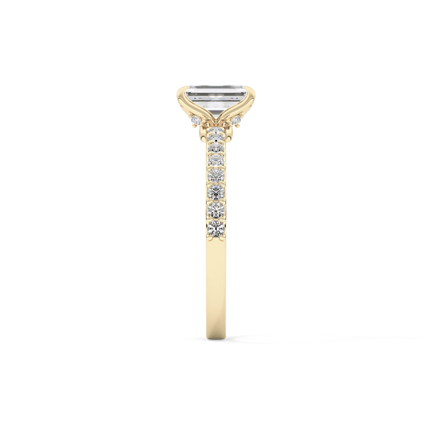 Emerald Pave Lab Grown Diamond Engagement Ring