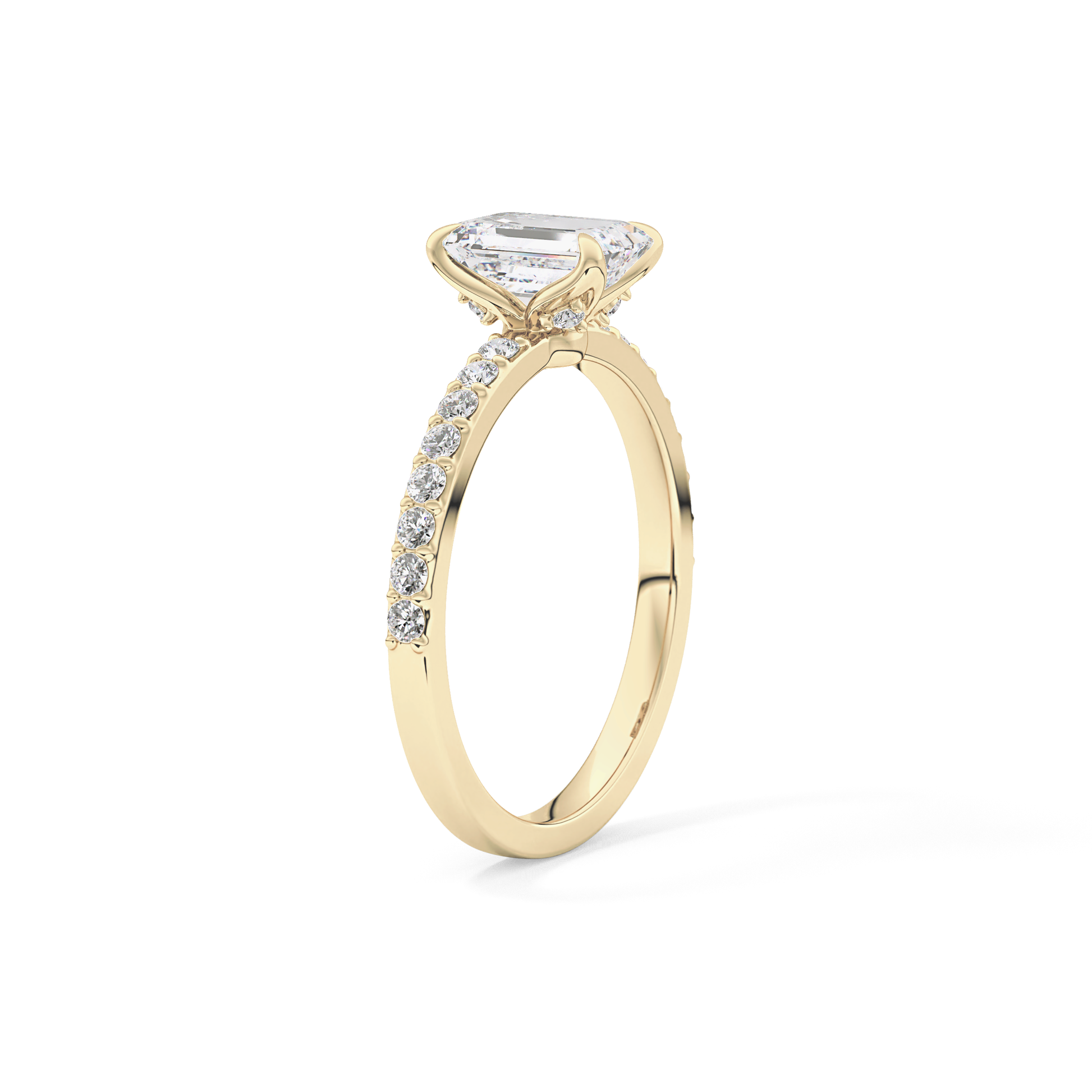 Emerald Pave Lab Grown Diamond Engagement Ring