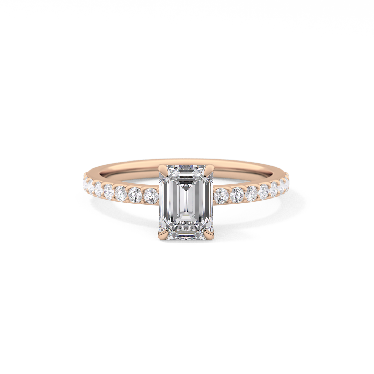 Emerald Pave Lab Grown Diamond Engagement Ring